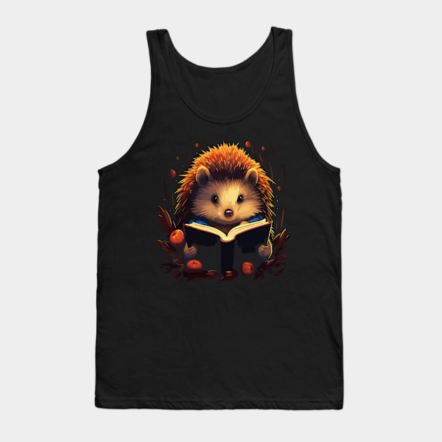 Hedgehog Reads Book Tank Top by JH Mart